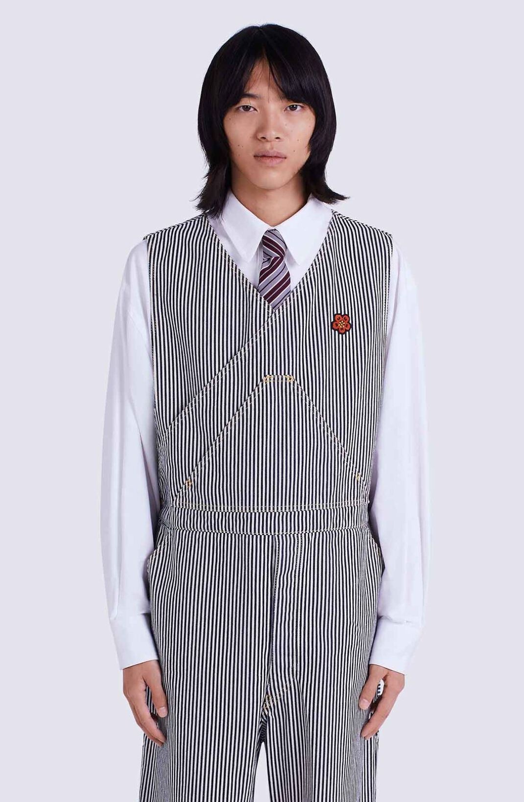 Striped denim dungarees - 5