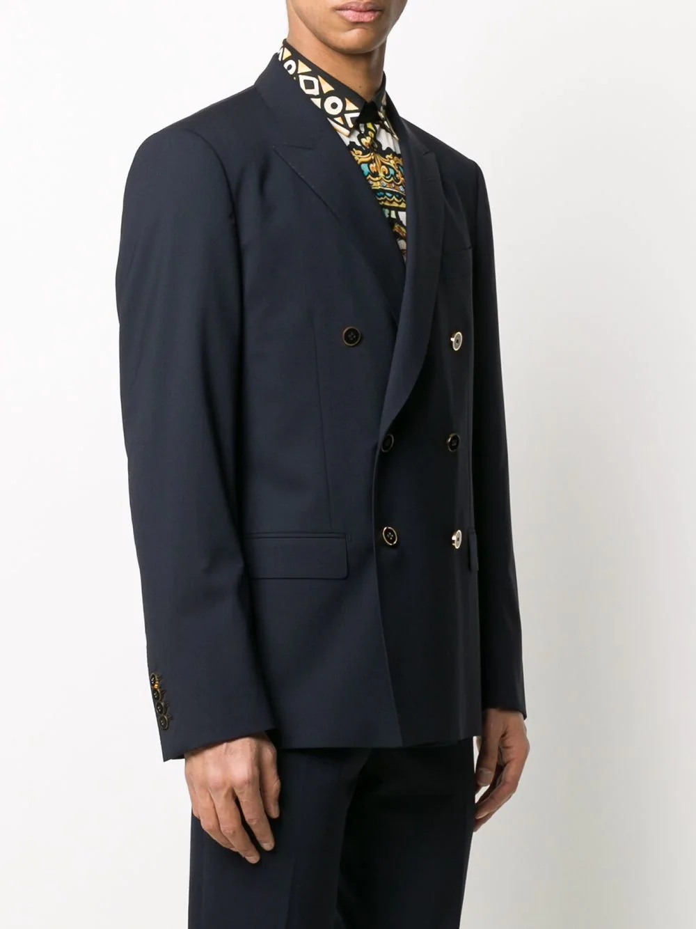 metallic button double-breasted suit jacket - 3