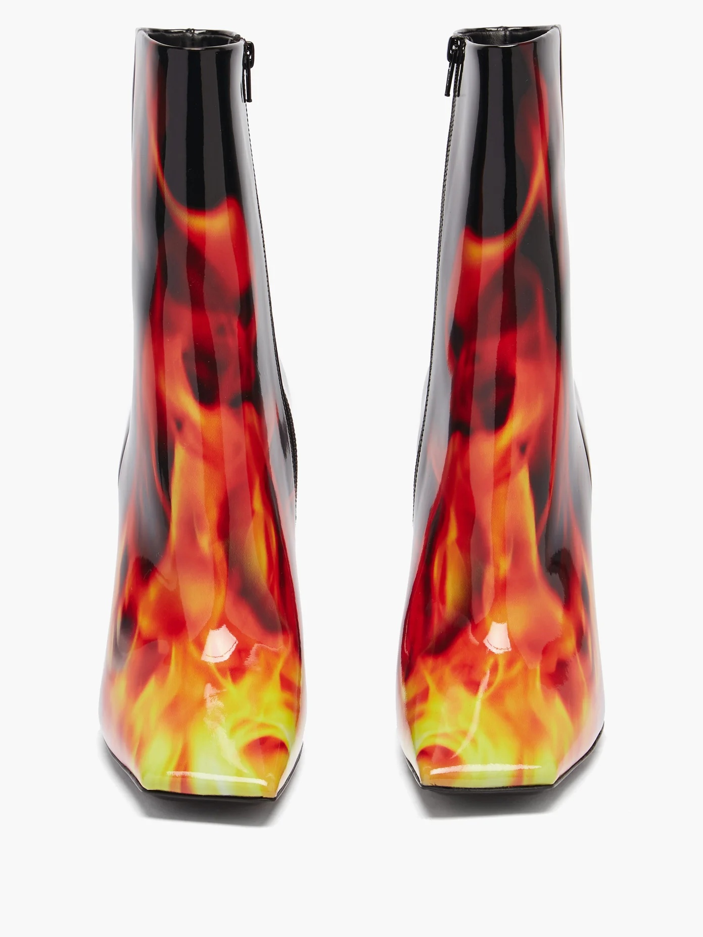 Boomerang flame-print leather ankle boots - 5