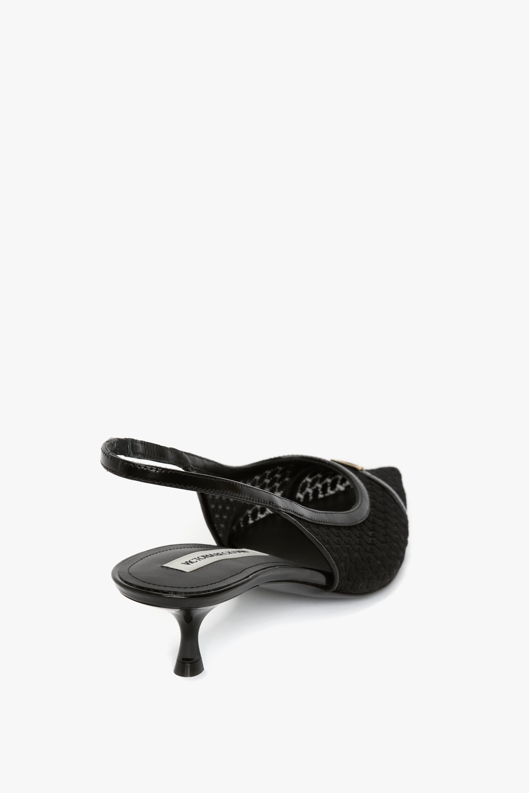 Mesh Slingback Kitten Heel In Black - 3