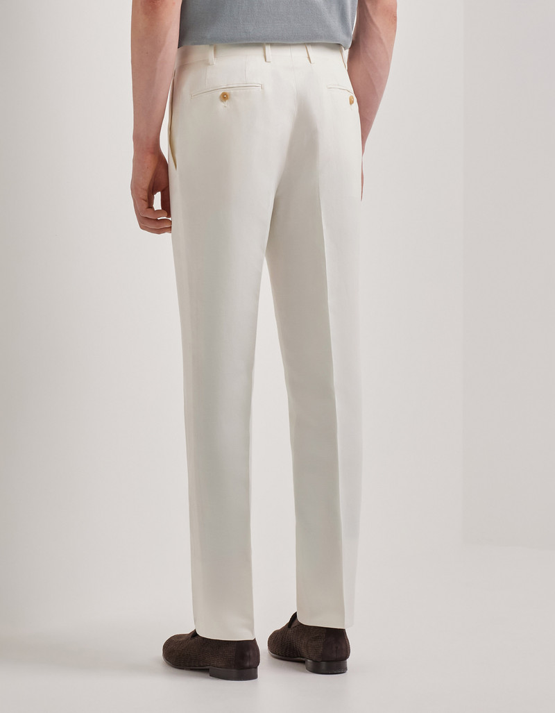 WHITE LINEN AND SILK REGULAR-FIT PANTS 4