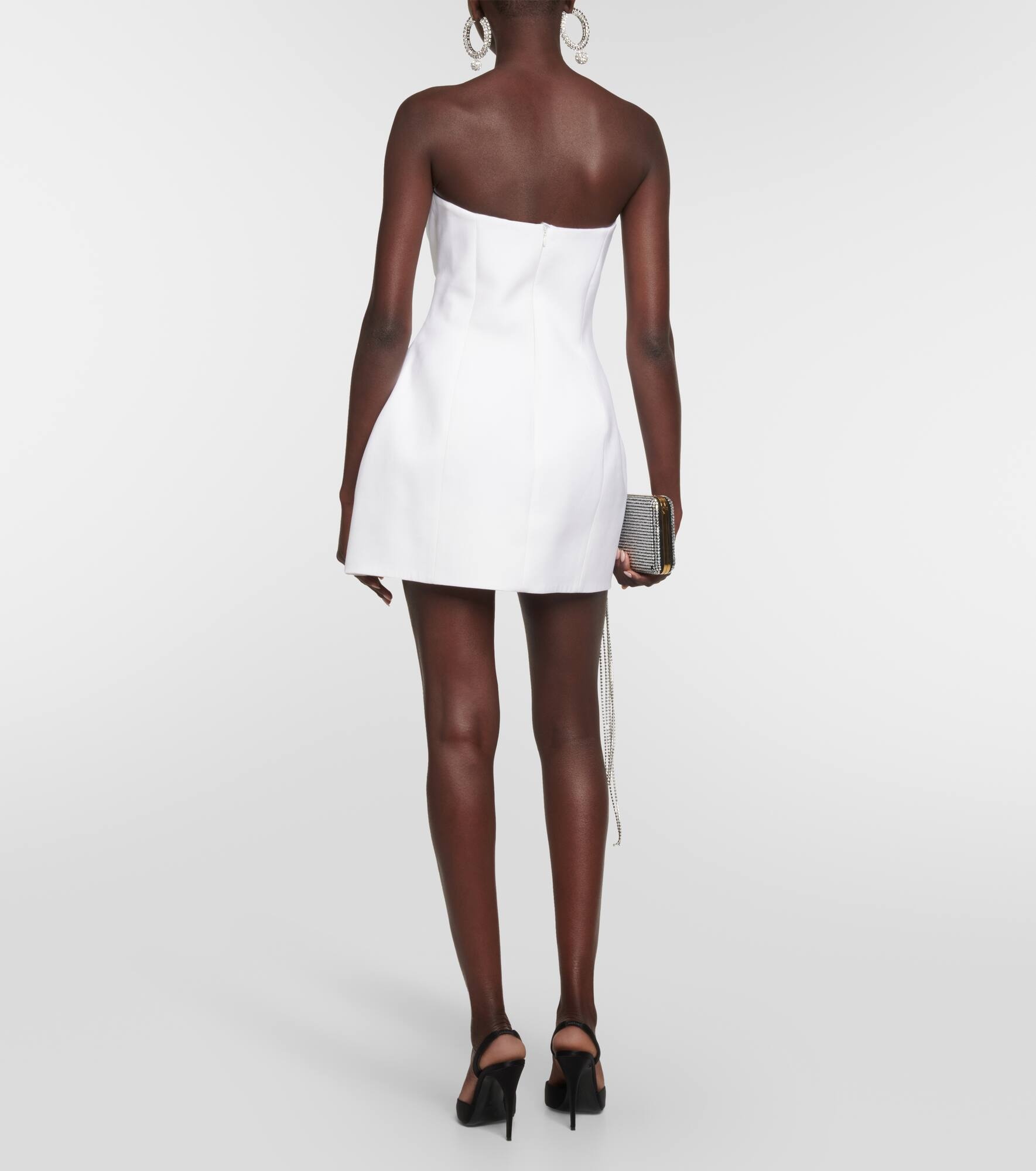 Floral-appliqué wool minidress - 3