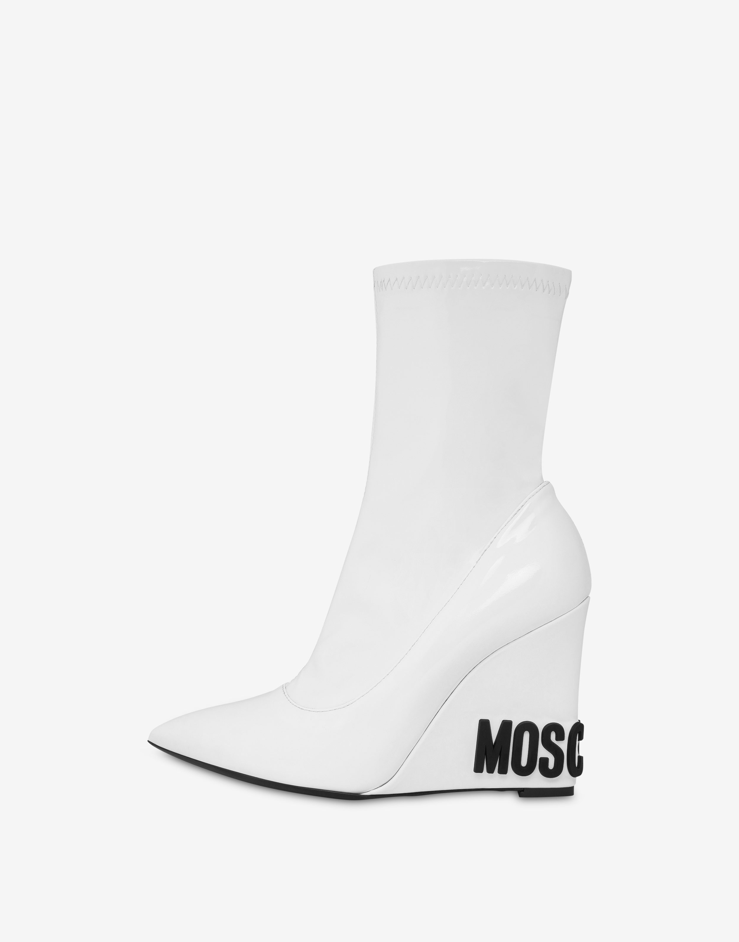 RUBBER LOGO WEDGE STRETCH ANKLE BOOTS - 2