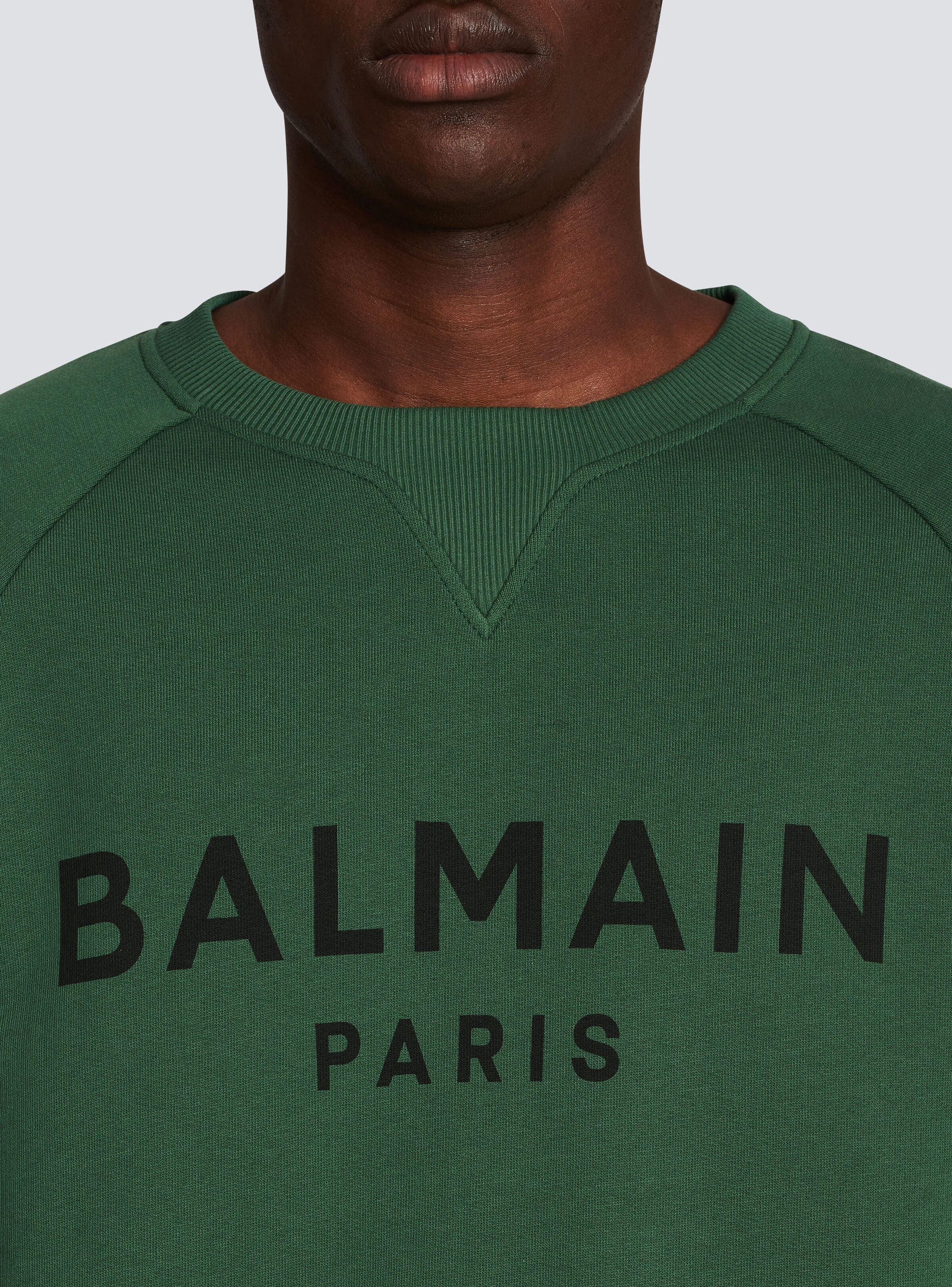 Eco-designed cotton sweatshirt with Balmain Paris metallic logo print - 6