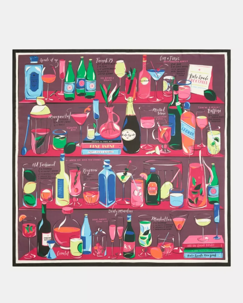 Cocktail Party Silk Square Scarf - 1