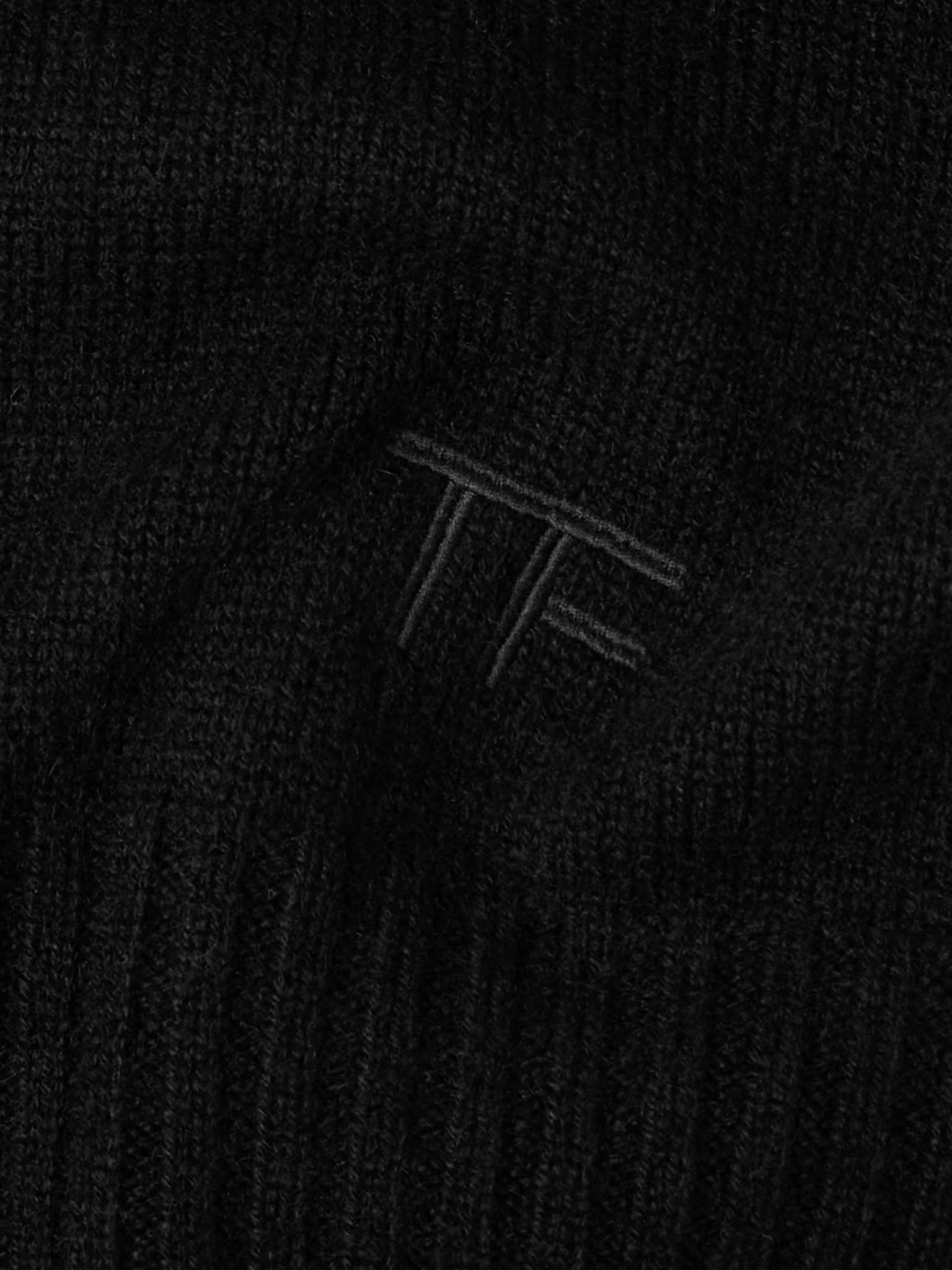 Logo-Embroidered Brushed-Cashmere Hoodie - 4