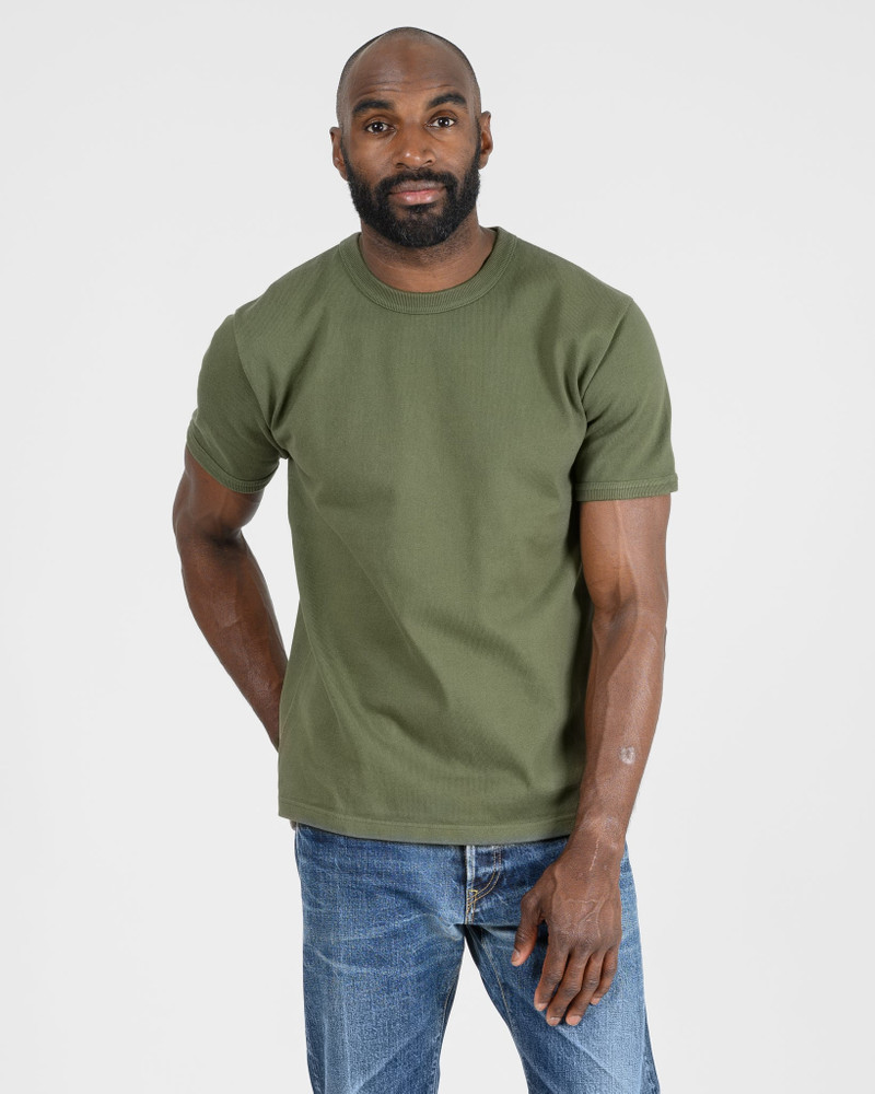 Iron Heart IHT-1600-OLV 11oz Cotton Knit Crew Neck T-Shirt - Olive outlook
