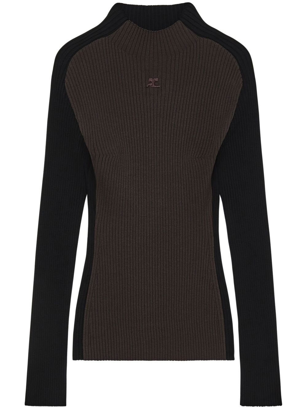 logo-embroidered ribbed jumper - 1