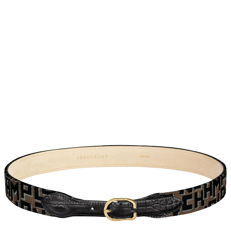 Longchamp 1980 Ladies' belt Taupe/Black - Canvas 1