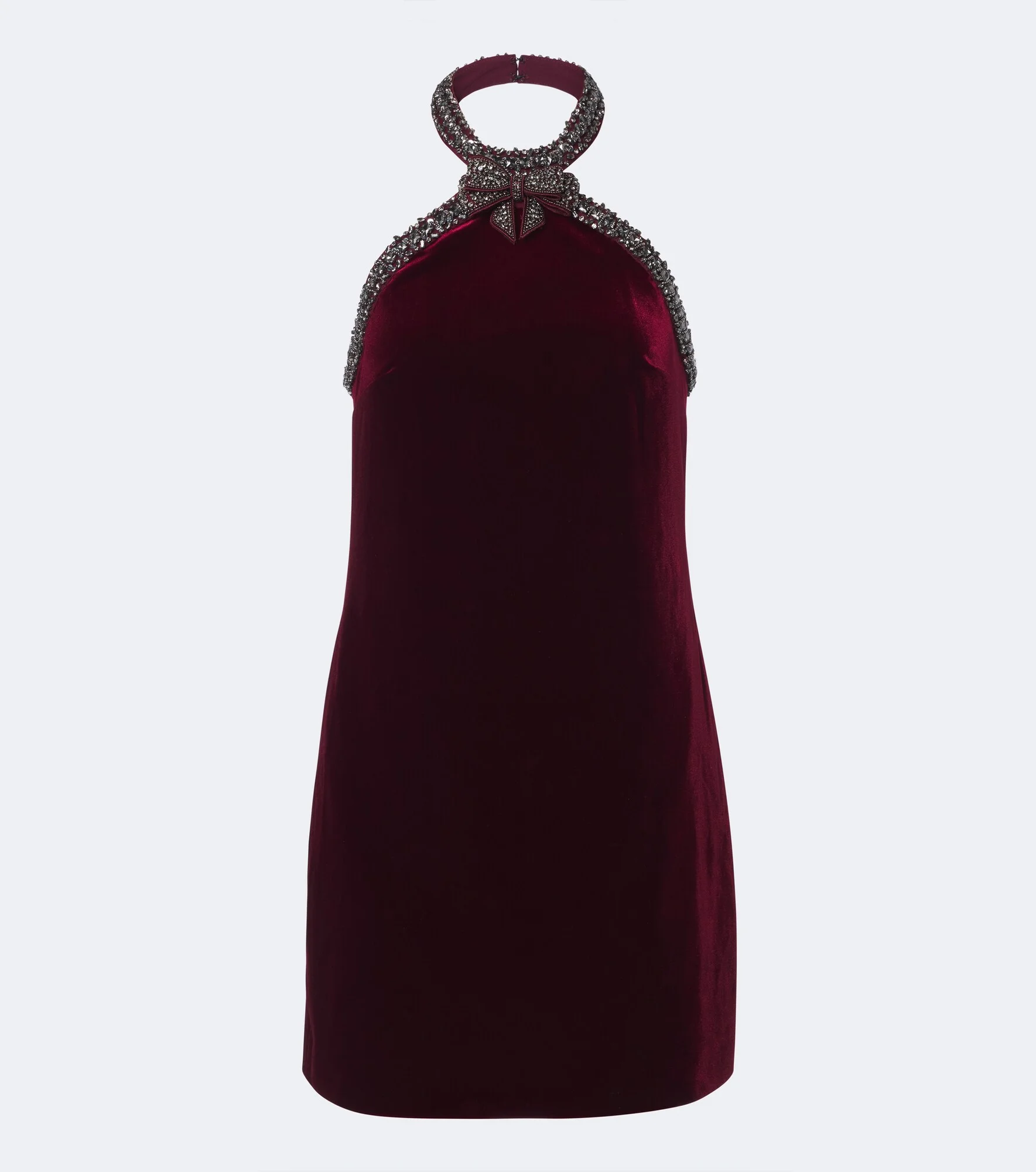 Embellished halterneck velvet minidress - 1
