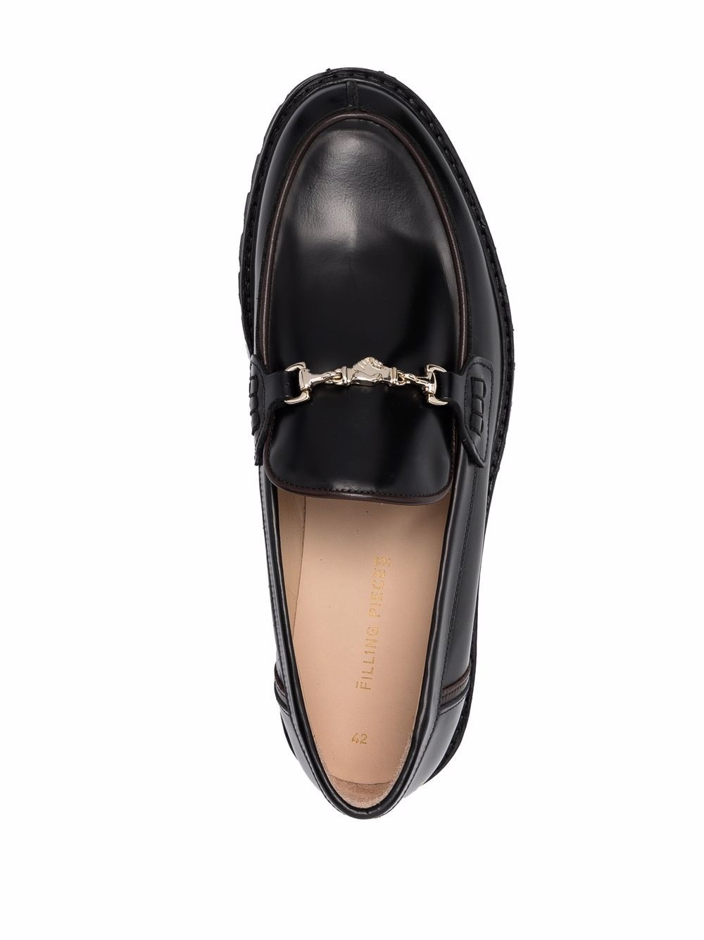 chain-embellished leather loafers - 4