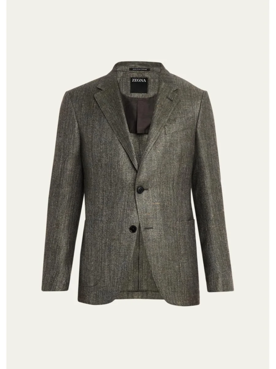 Men's Silk-Cotton Twill Single-Breasted Sport Coat - 1
