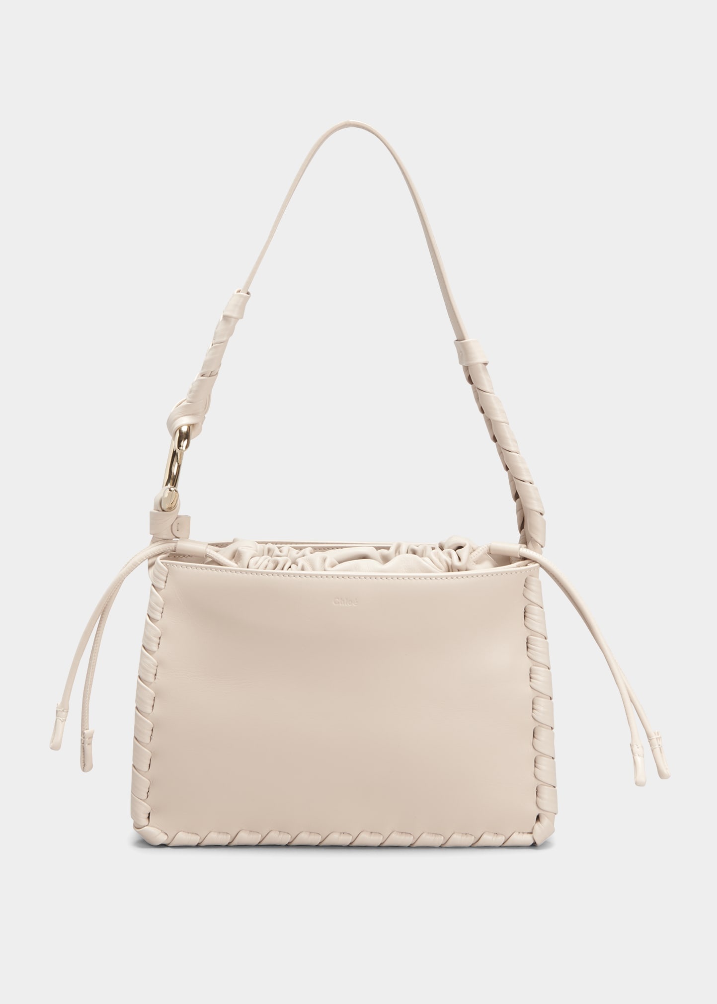 Mate Drawstring Woven Leather Shoulder Bag - 1