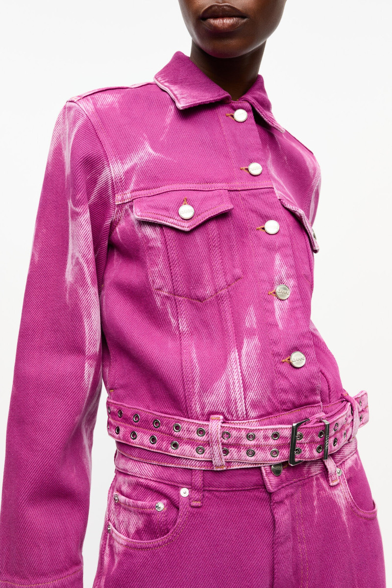 PURPLE OVERDYED HEAVY DENIM BELTED JACKET 4