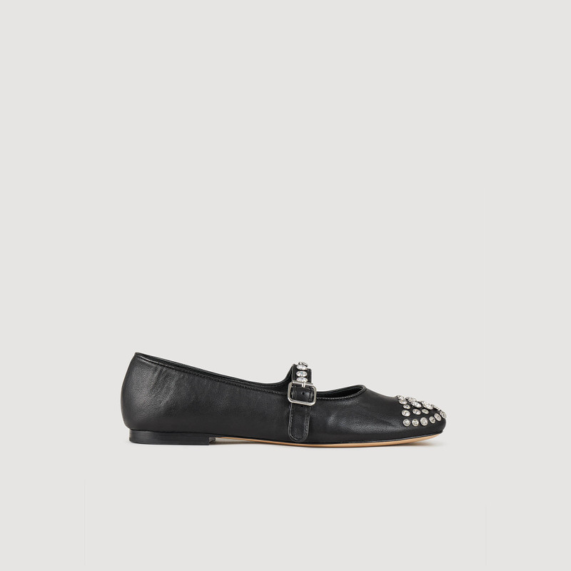 Sandro LEATHER AND RHINESTONE BALLET FLATS outlook