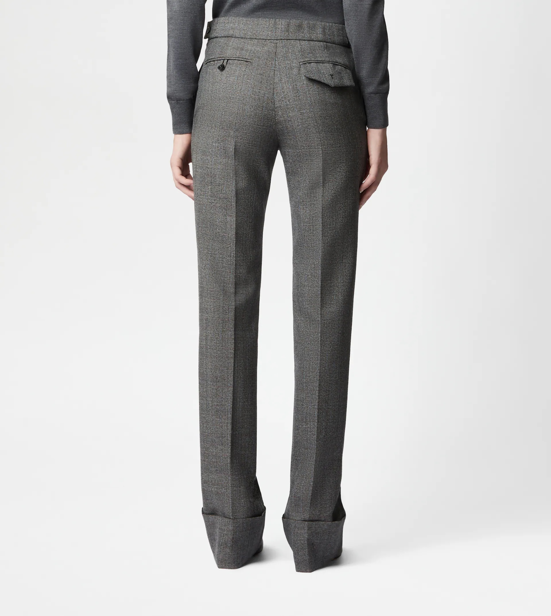 PANTS IN WOOL WITH TURN-UPS - GREY - 5