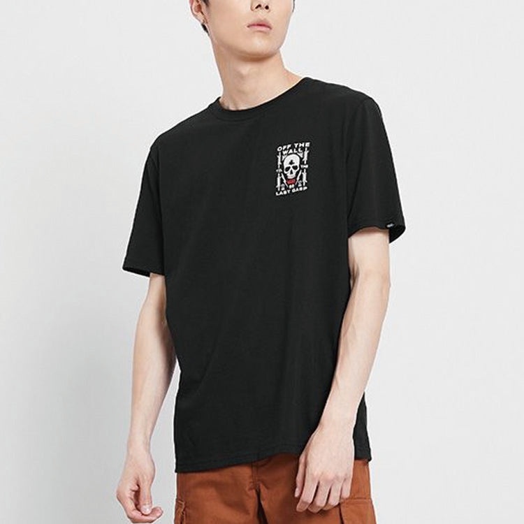 Men's Vans Casual Sports Skeleton Printing Short Sleeve Black VN0A48B2BLK - 3