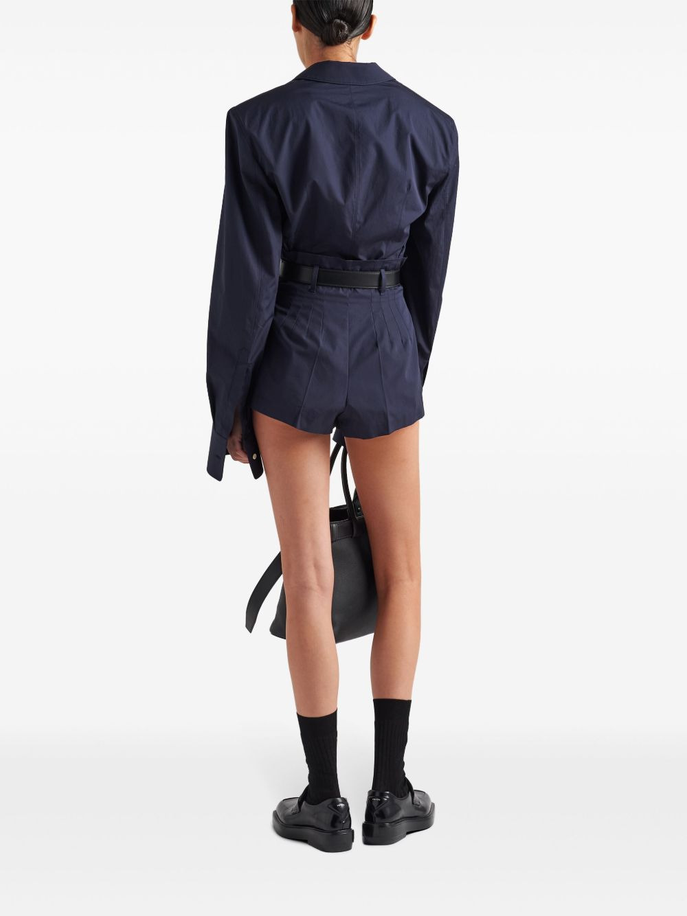 cotton-poplin belted blazer - 3