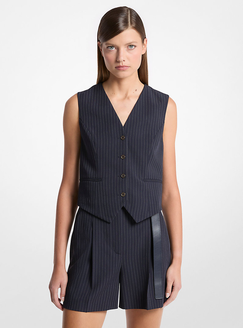 Pinstripe Wool Blend Vest 1