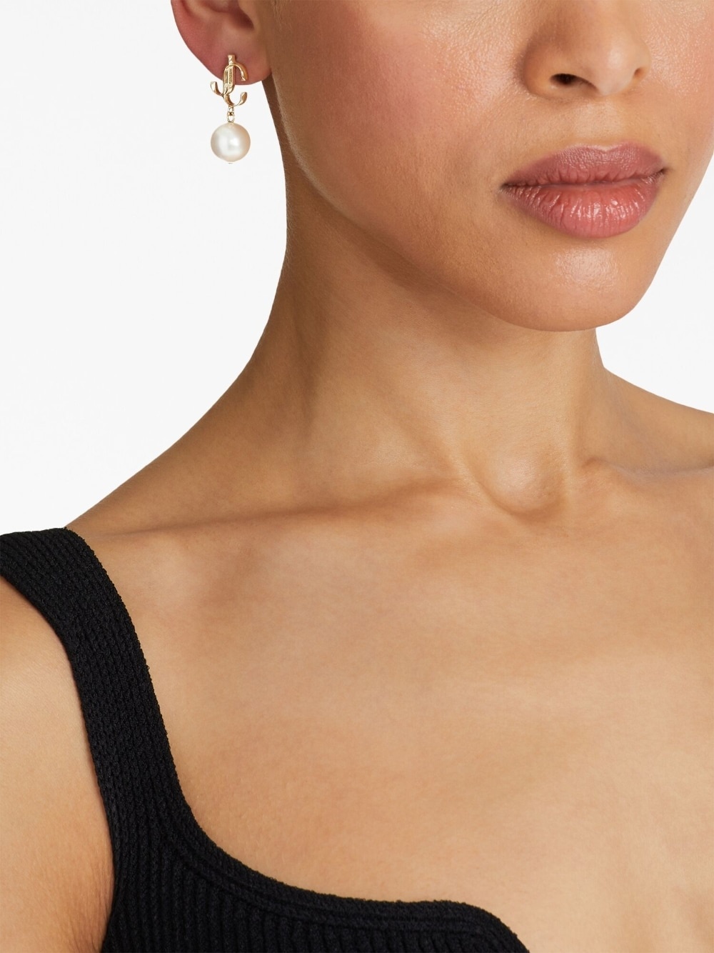 logo-lettering pearl earrings - 2