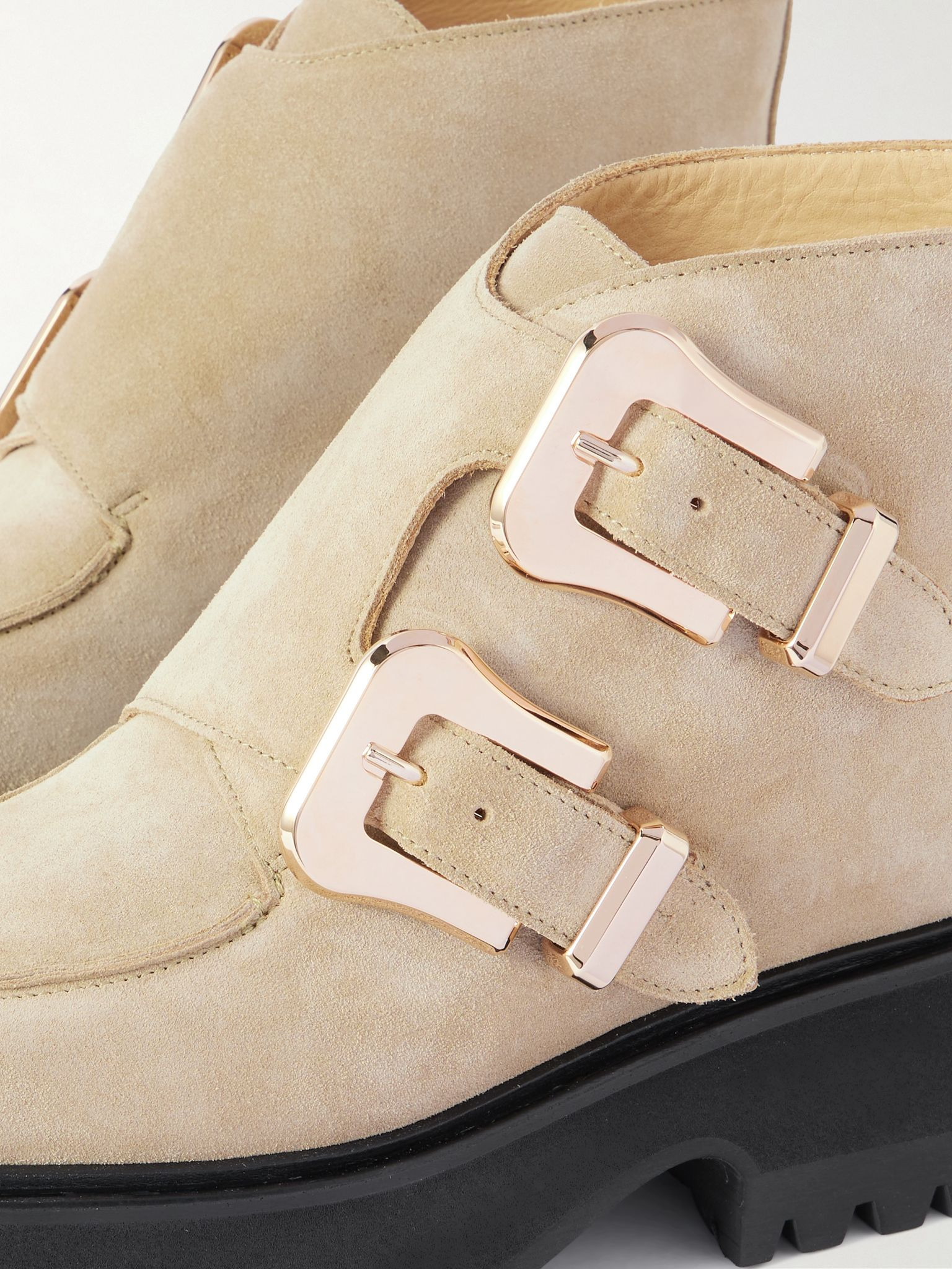 Apollo buckled suede platform ankle boots Sand - 4