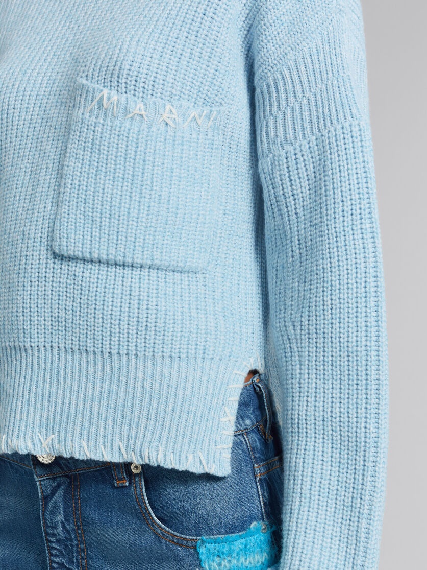 BLUE MOULINÉ JUMPER WITH MENDING - 4