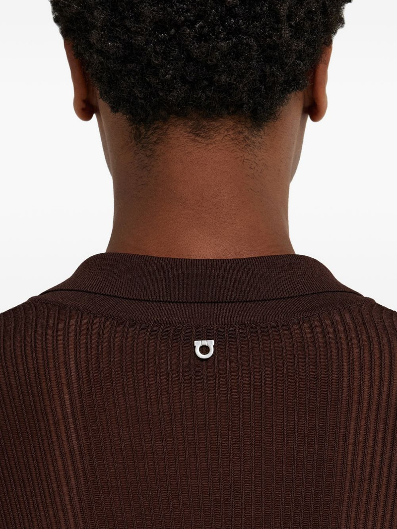 Long sleeve knitted silk polo shirt 6