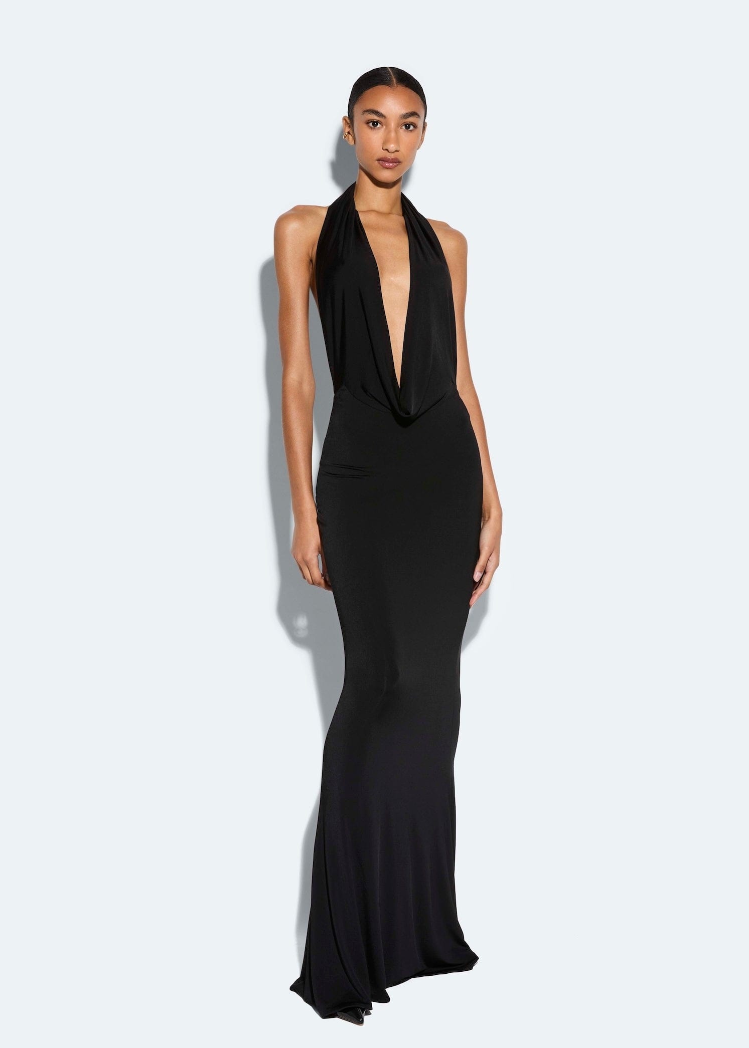 Jersey Cowl Neck Gown - 2