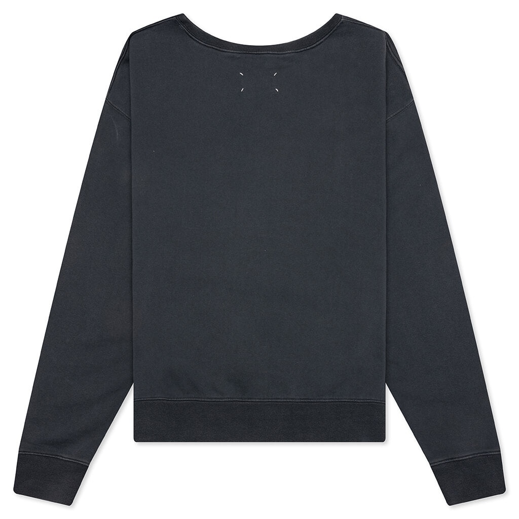 REVERSE APPLICATED STITCH LOGO SWEATSHIRT - WASHED BLACK - 2