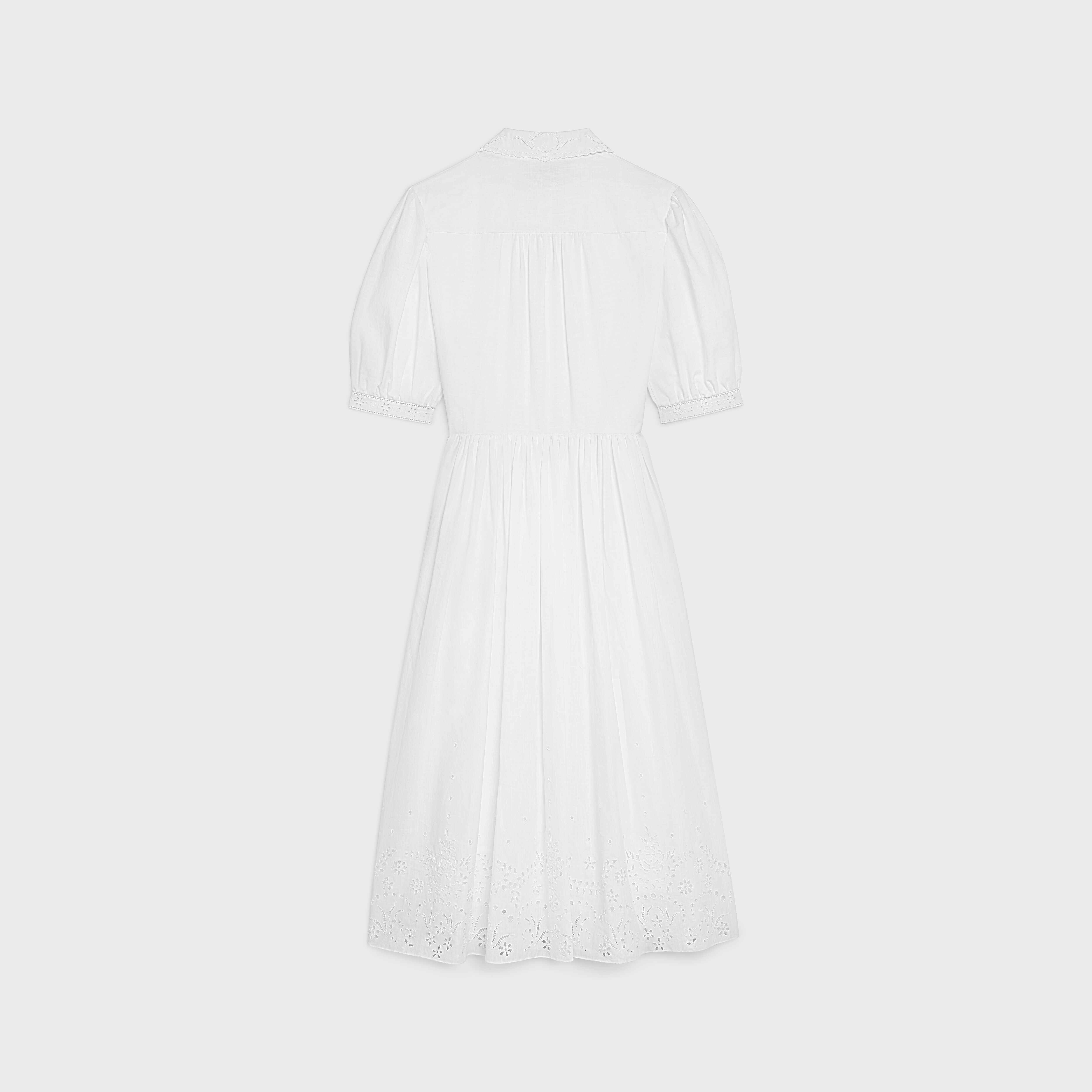DRESS WITH PUFFED SLEEVES IN BRODERIE ANGLAISE - 2