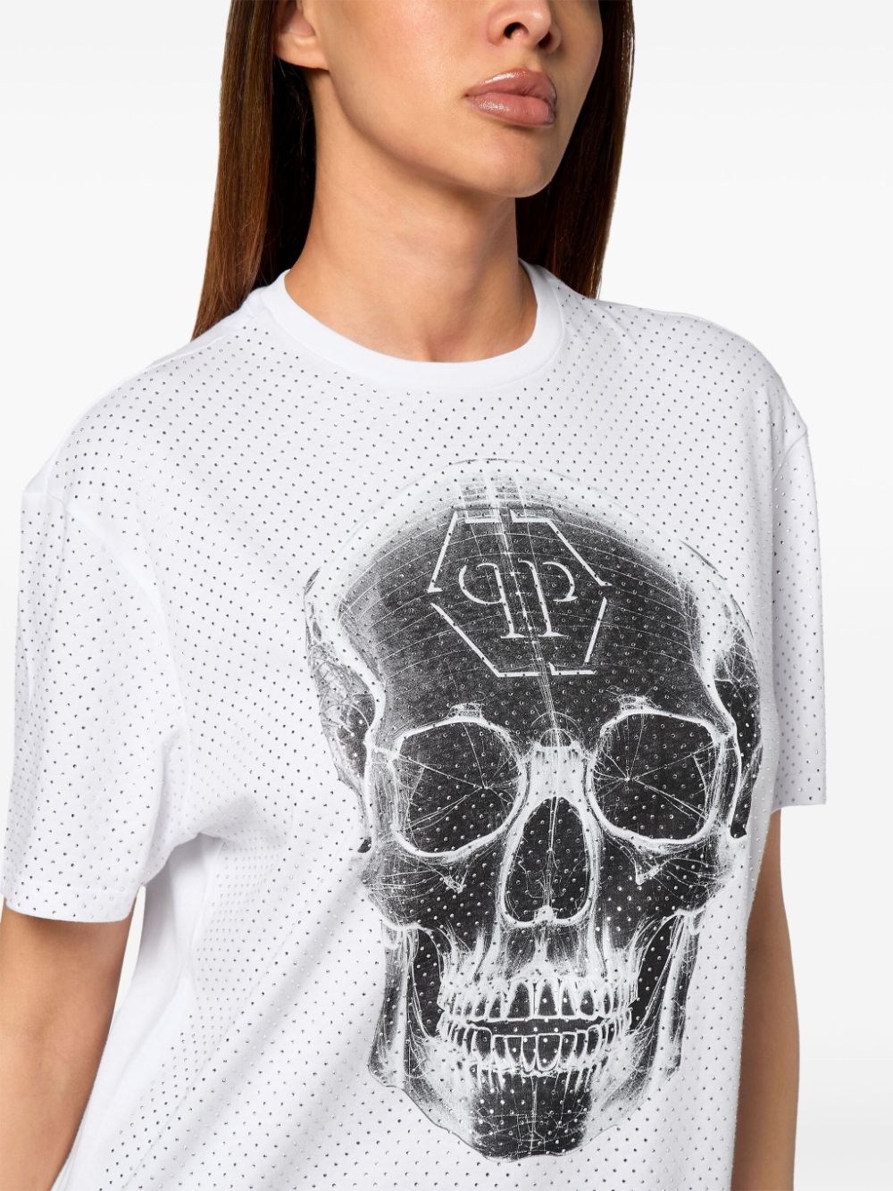 Skull rhinestone T-shirt - 5