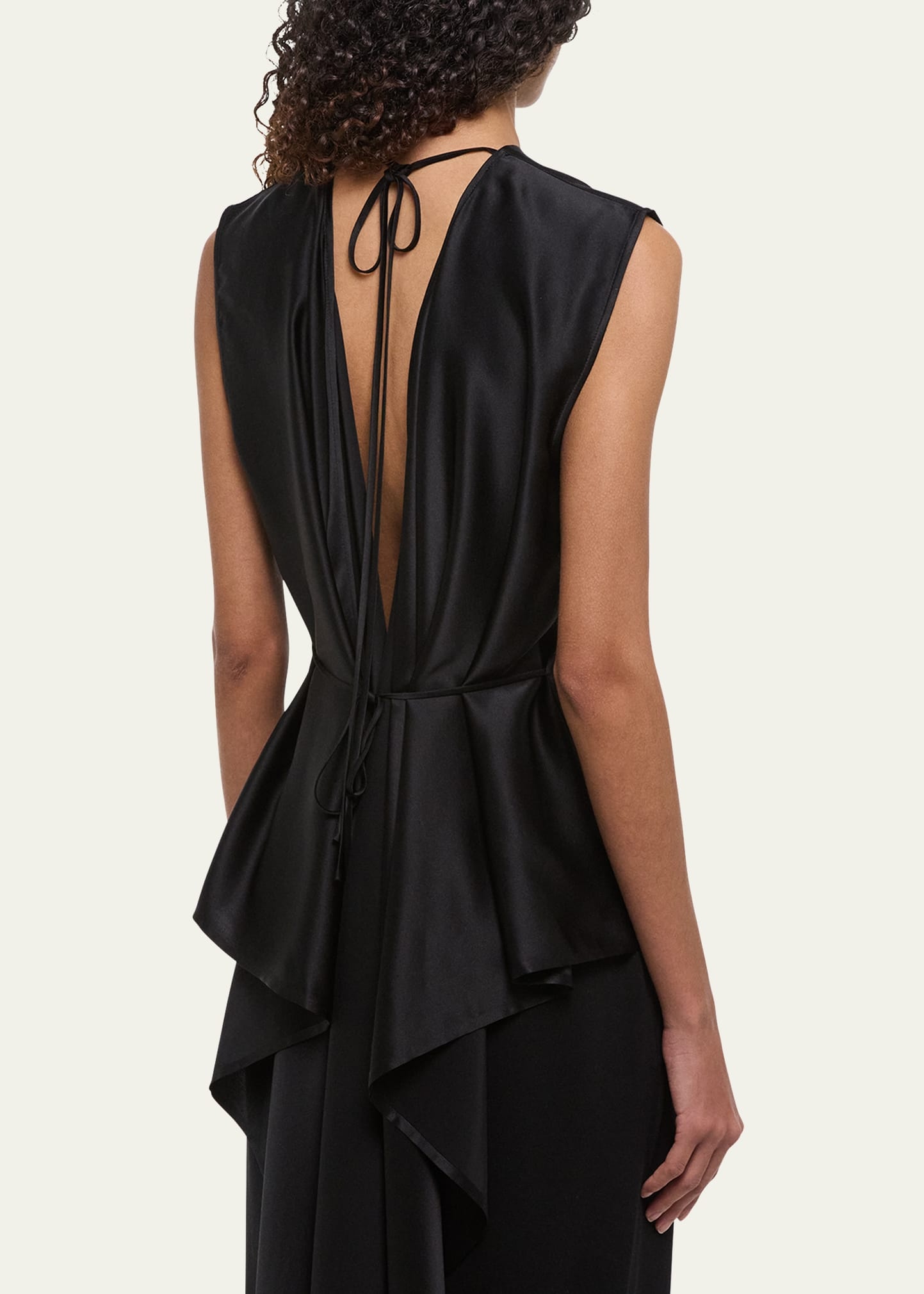 Sleeveless Draped Silk Scarf Top - 4