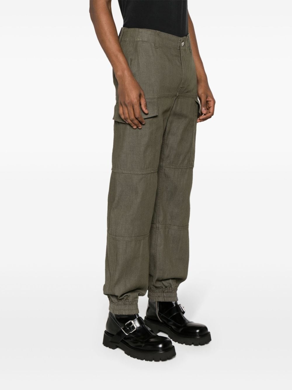 panelled-design cotton cargo trousers - 3