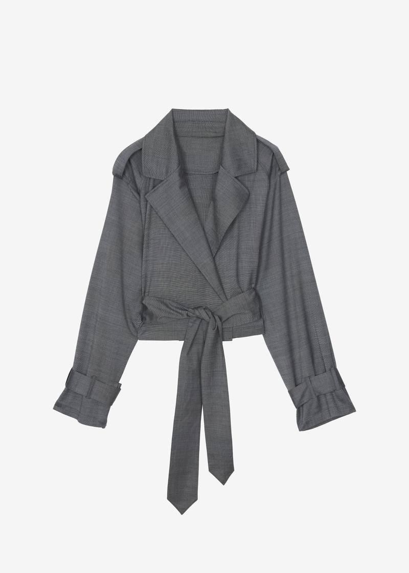 Simona Short Trench - Grey Melange 1