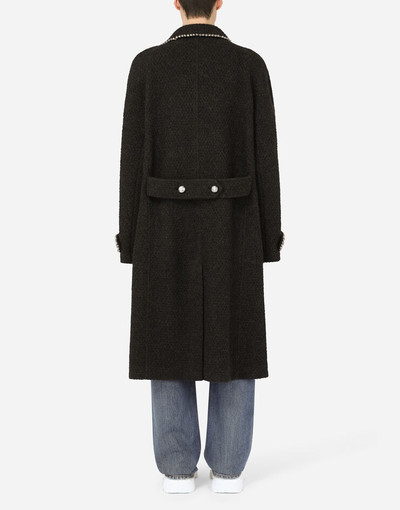 Dolce & Gabbana Double-breasted wool knit coat with pearls outlook