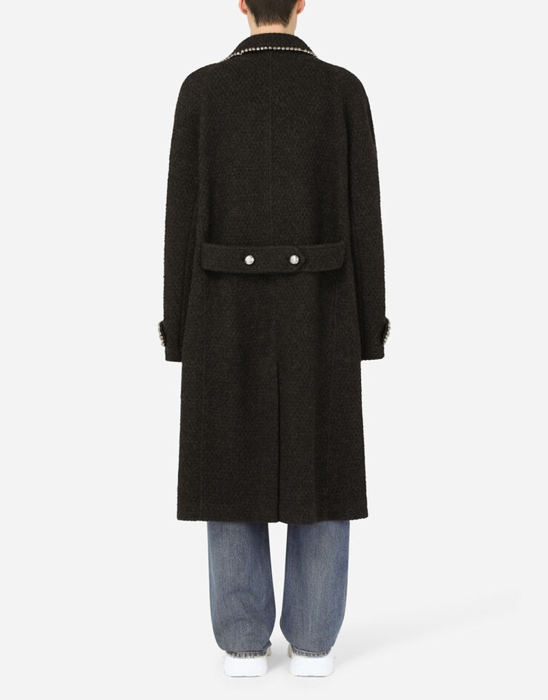 Dolce & Gabbana Double-breasted wool knit coat with pearls outlook