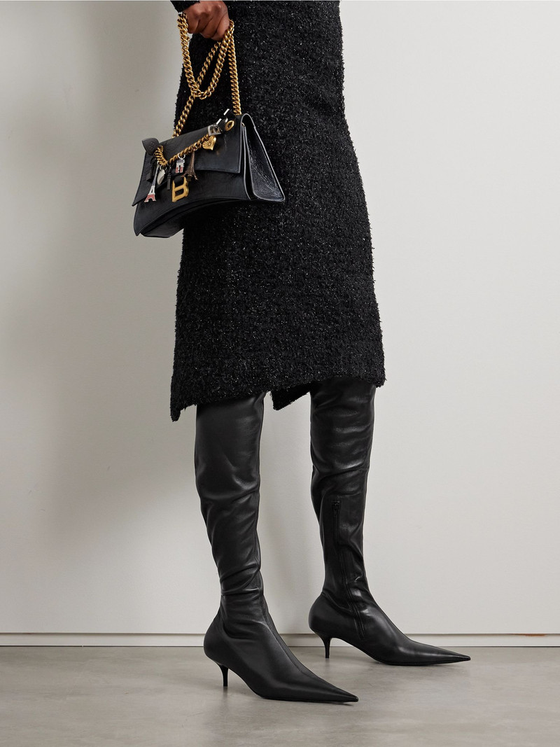 BALENCIAGA Avenue leather over-the-knee boots Black outlook