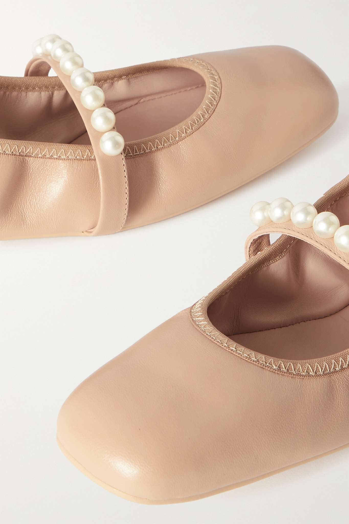 Goldie faux pearl-embellished leather ballet flats