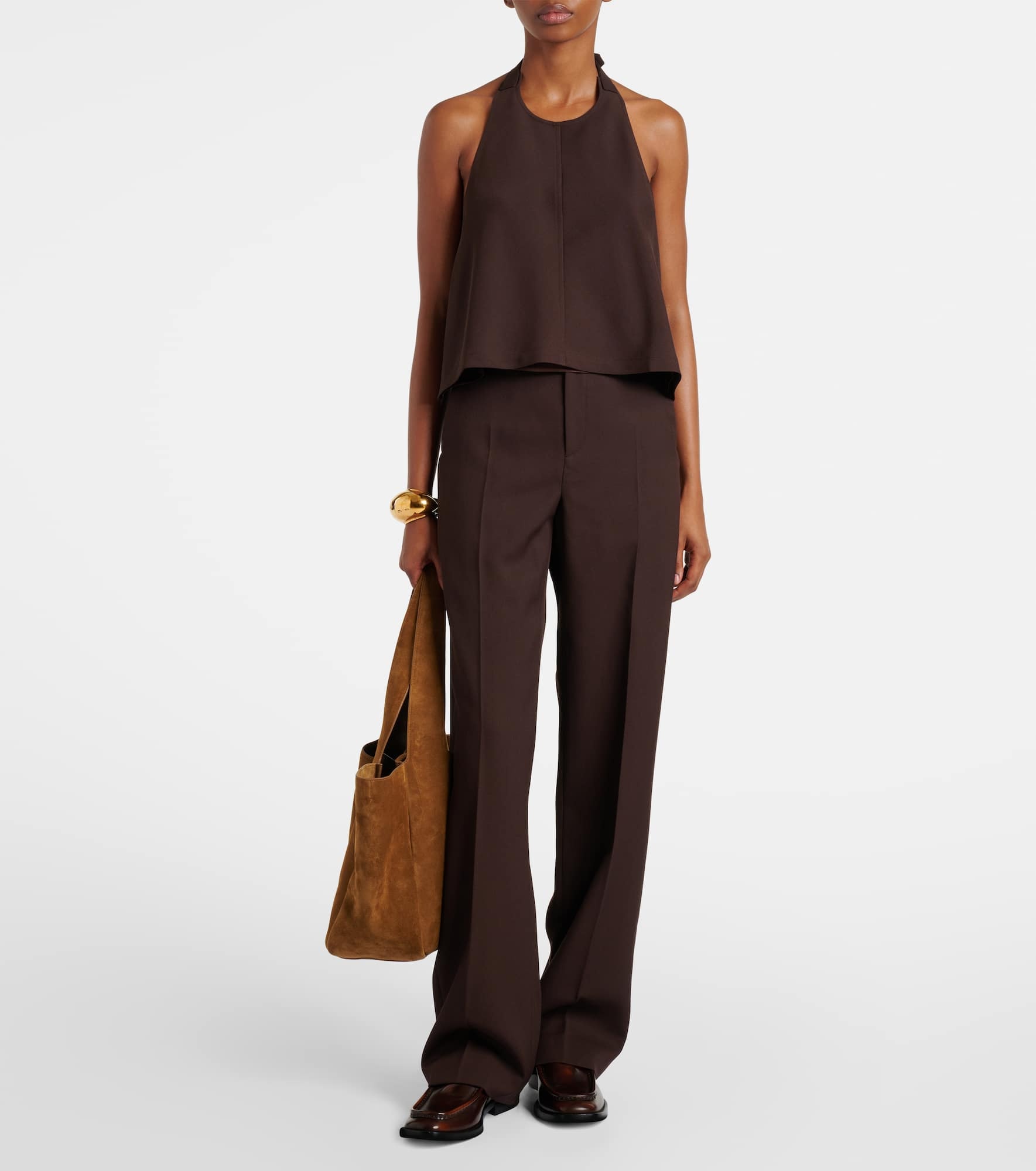Open-back halterneck wool top - 2