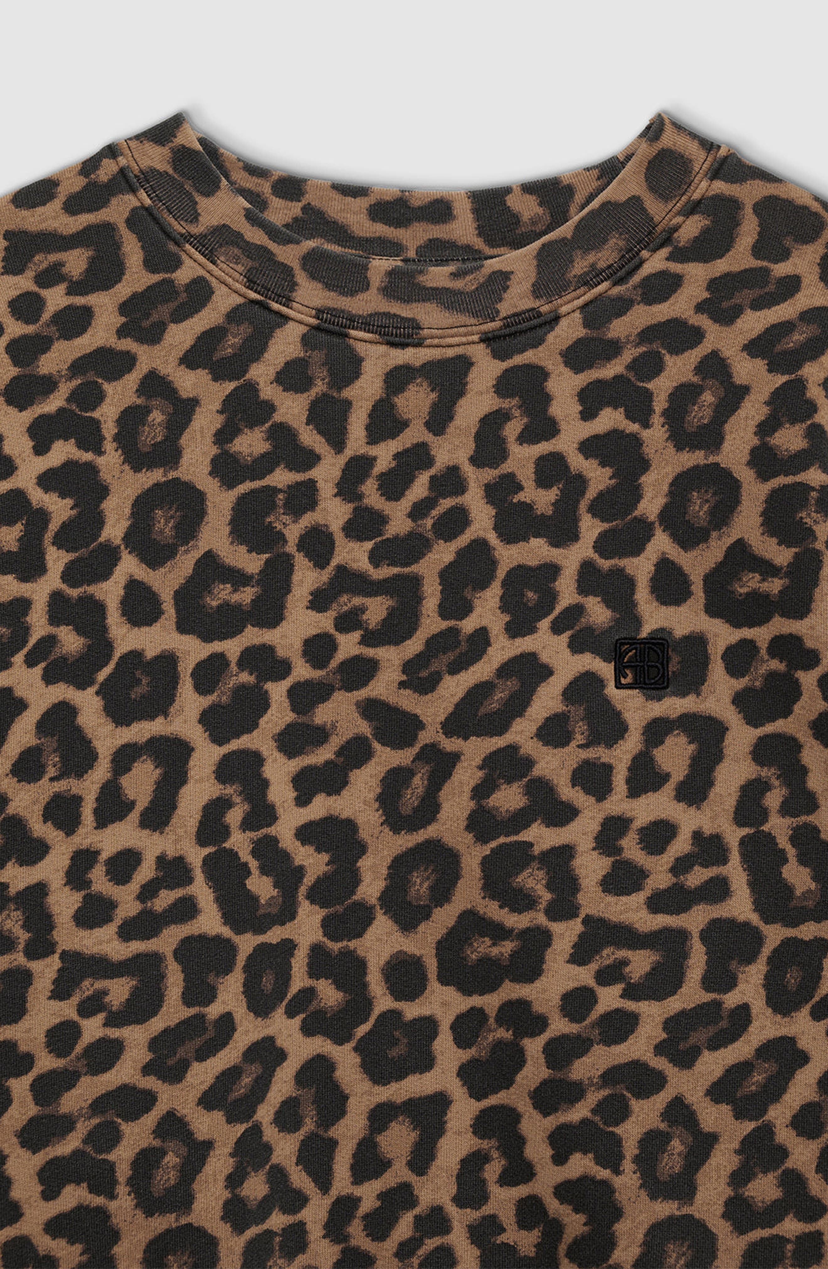 ANINE BING Miles Sweatshirt in Black /Brown Leopard at Nordstrom - 3