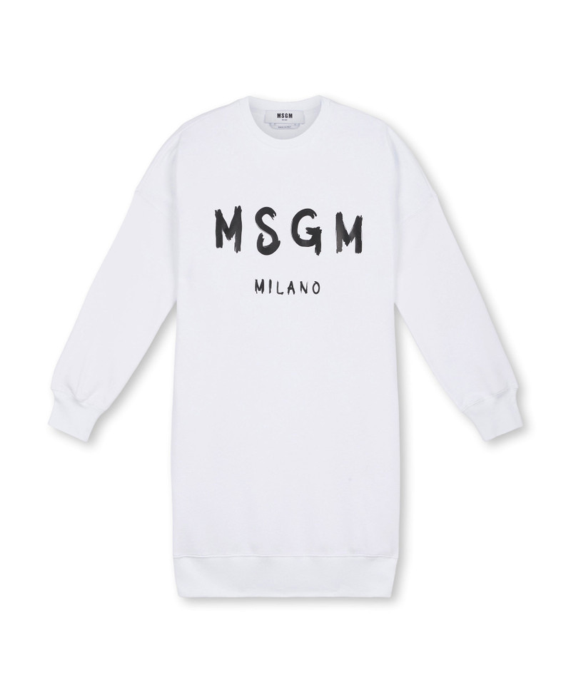 Cotton dress with brushed logo 1