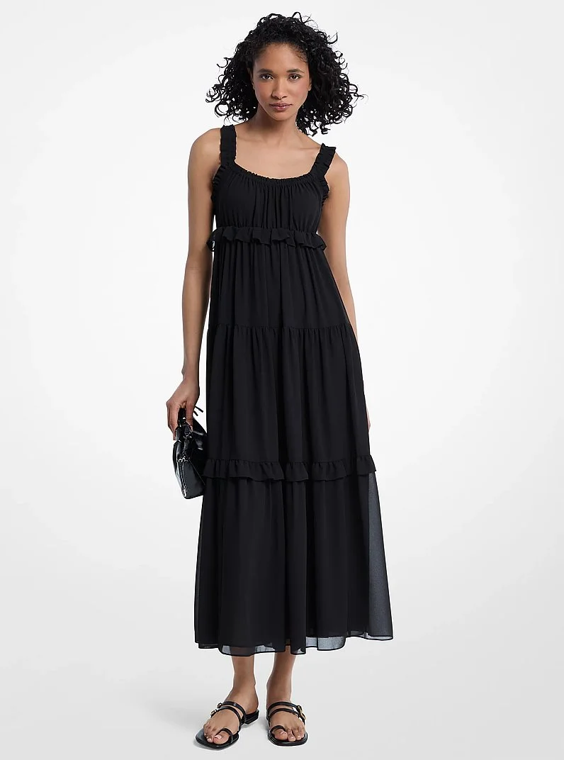 Ruffled Georgette Maxi Dress - 1