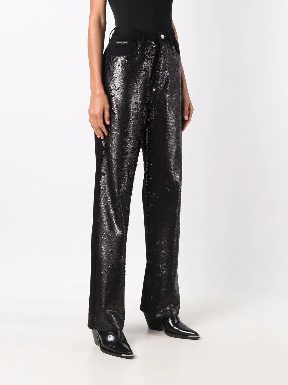 high-waisted sequined jeans - 3