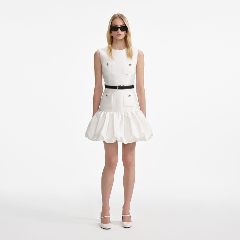 Cream Taffeta Mini Dress - 1