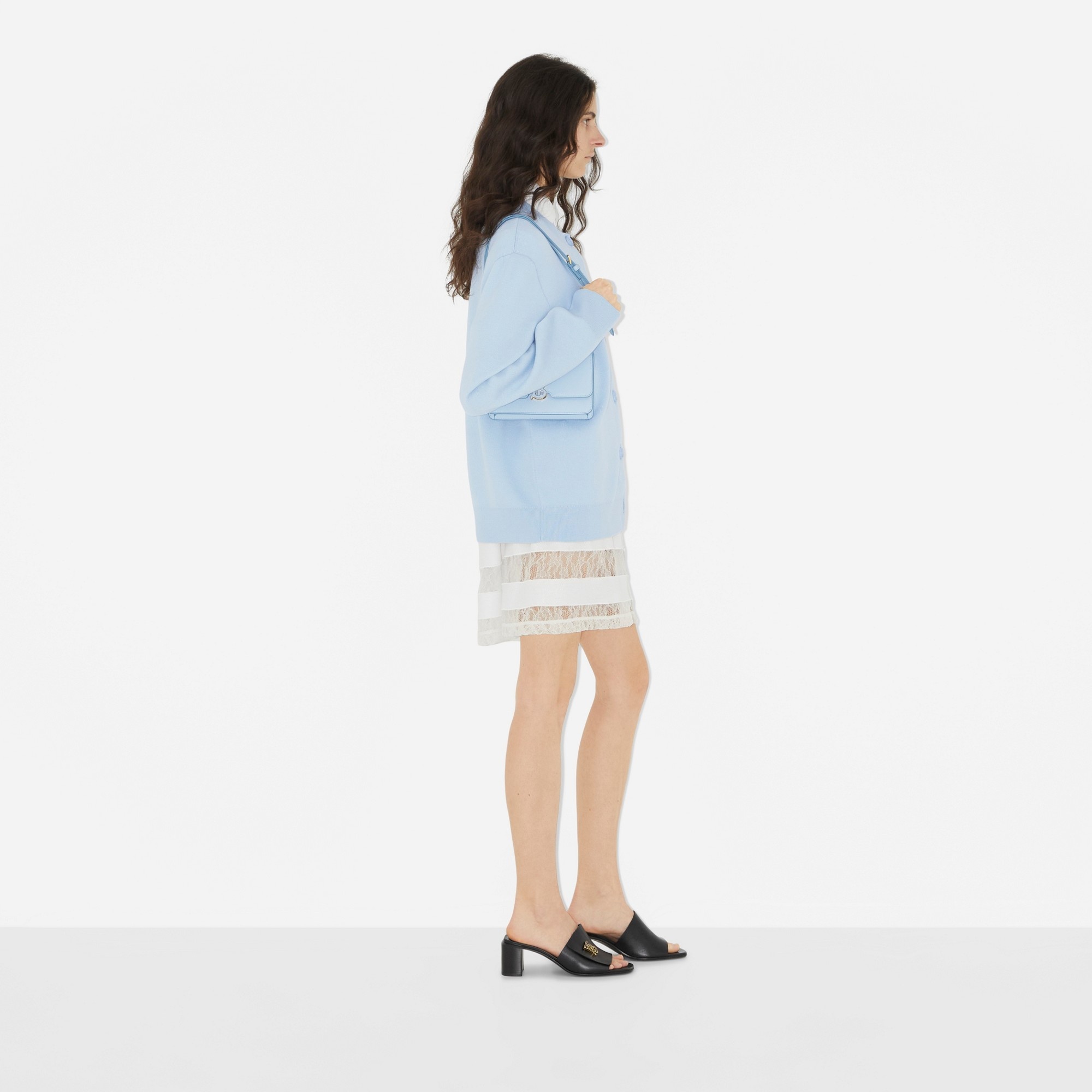 Logo Wool Cotton Jacquard Oversized Cardigan - 3