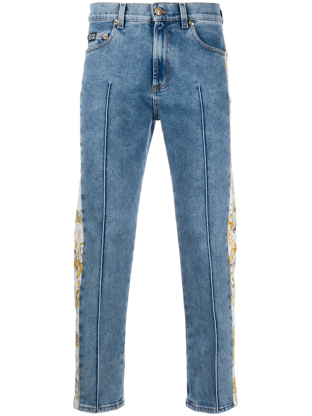 baroque print-trim jeans - 1