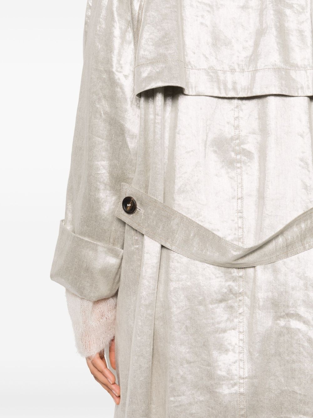 metallic-finish trench coat - 5