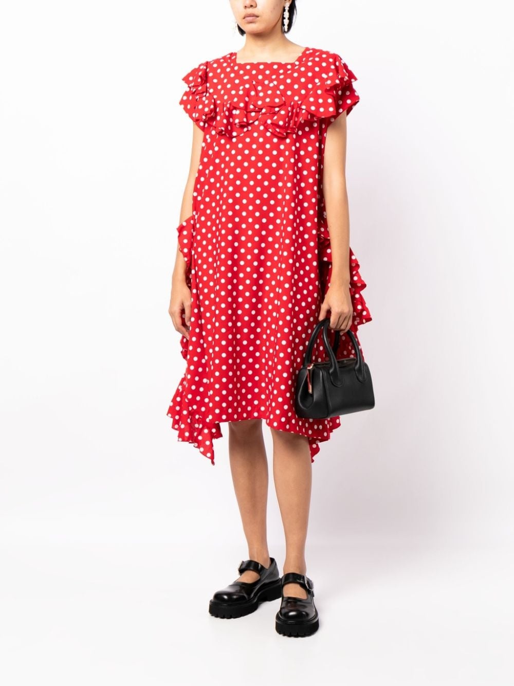 polka dot-print ruffled midi dress - 2