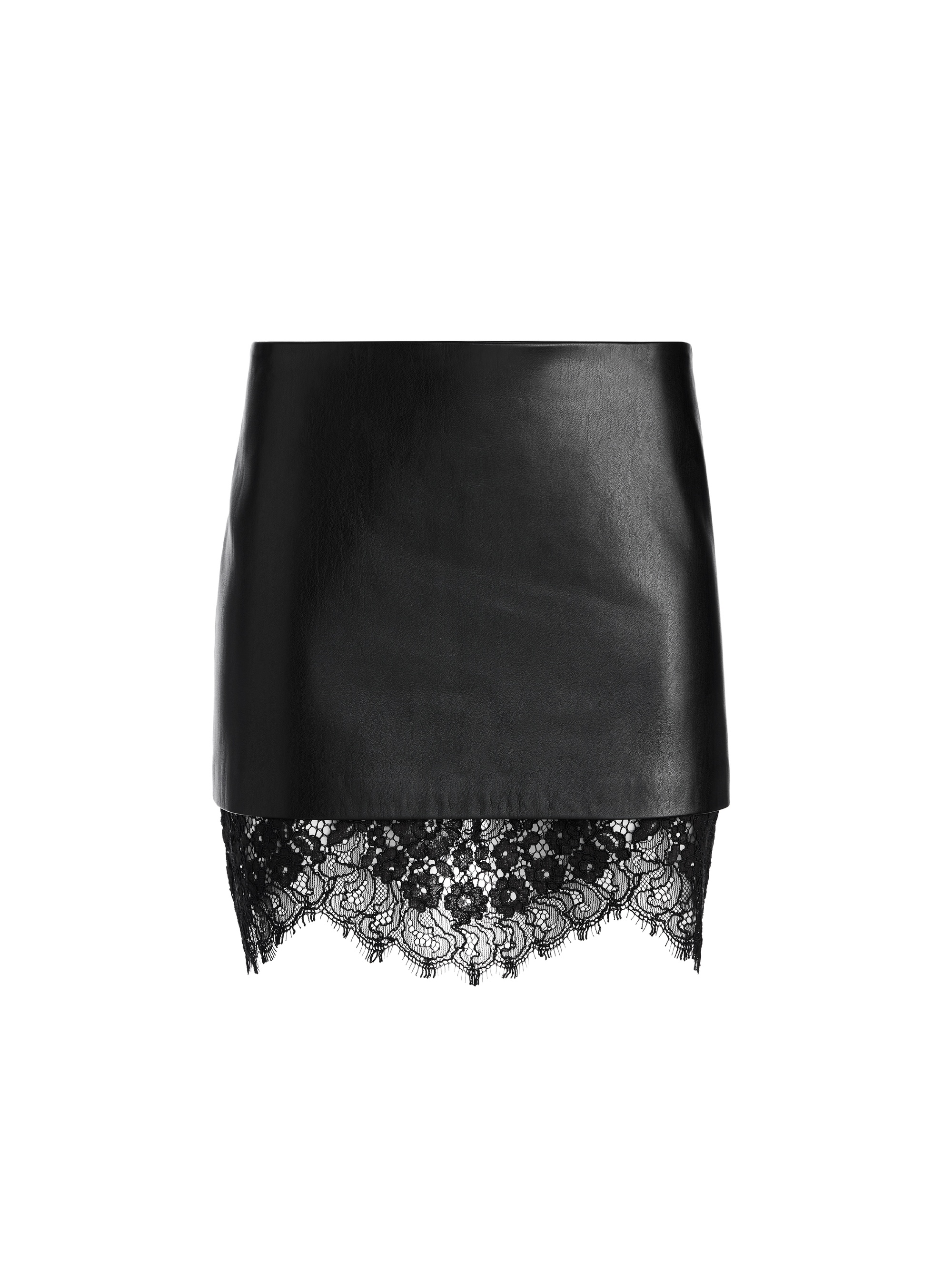 RUBI VEGAN LEATHER LACE TRIM MICRO SKIRT - 1