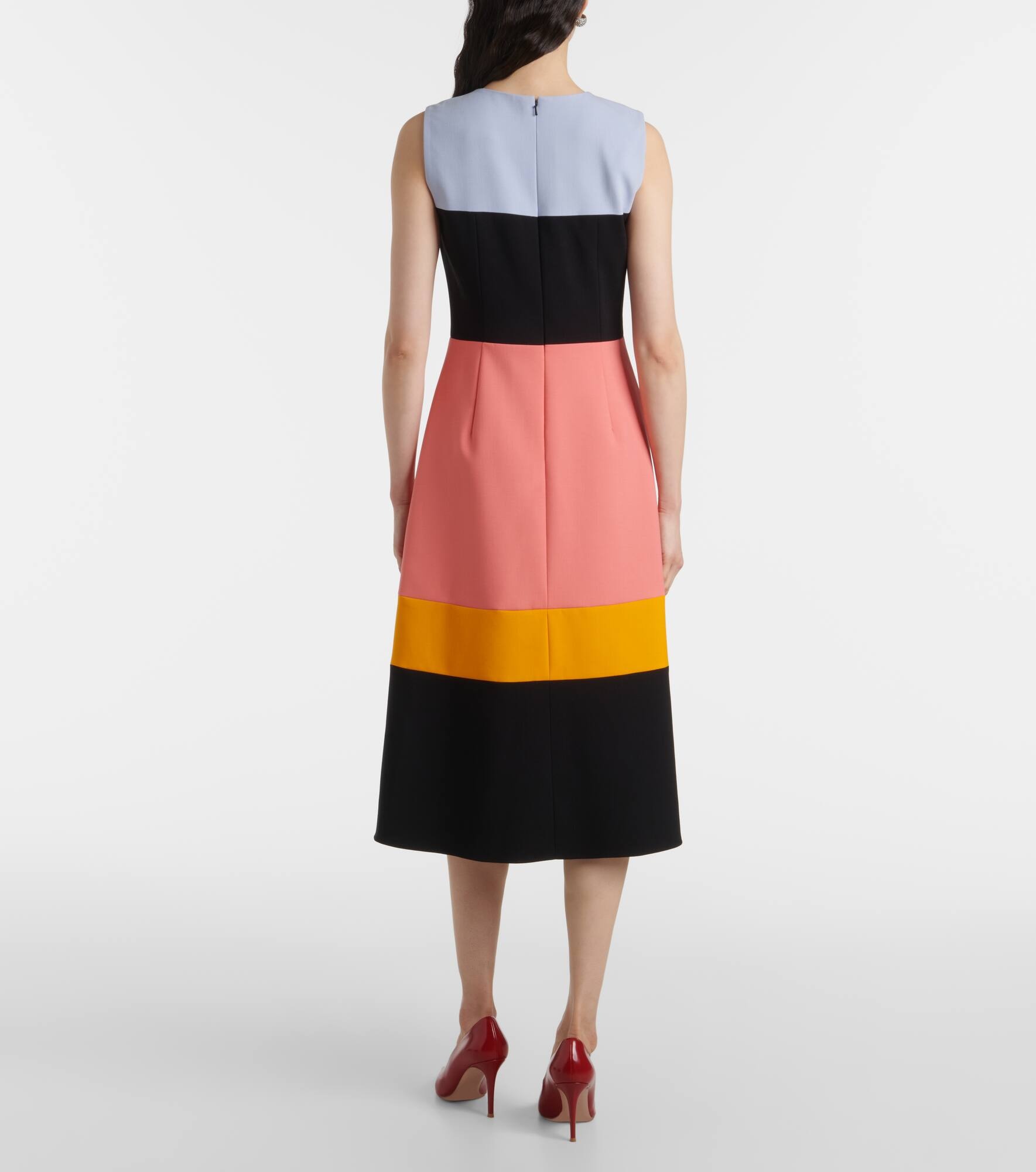 Colorblocked wool-blend midi dress - 3